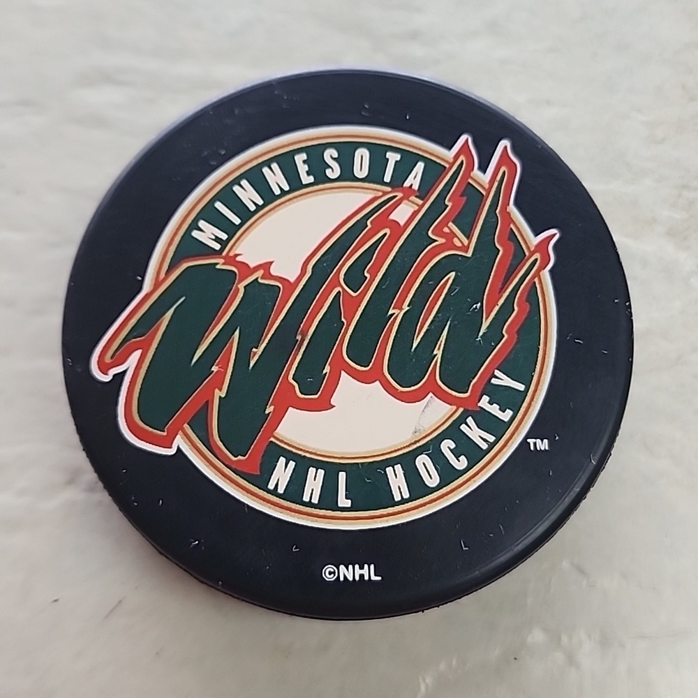 retro Minnesota Wild NHL hockey puck
